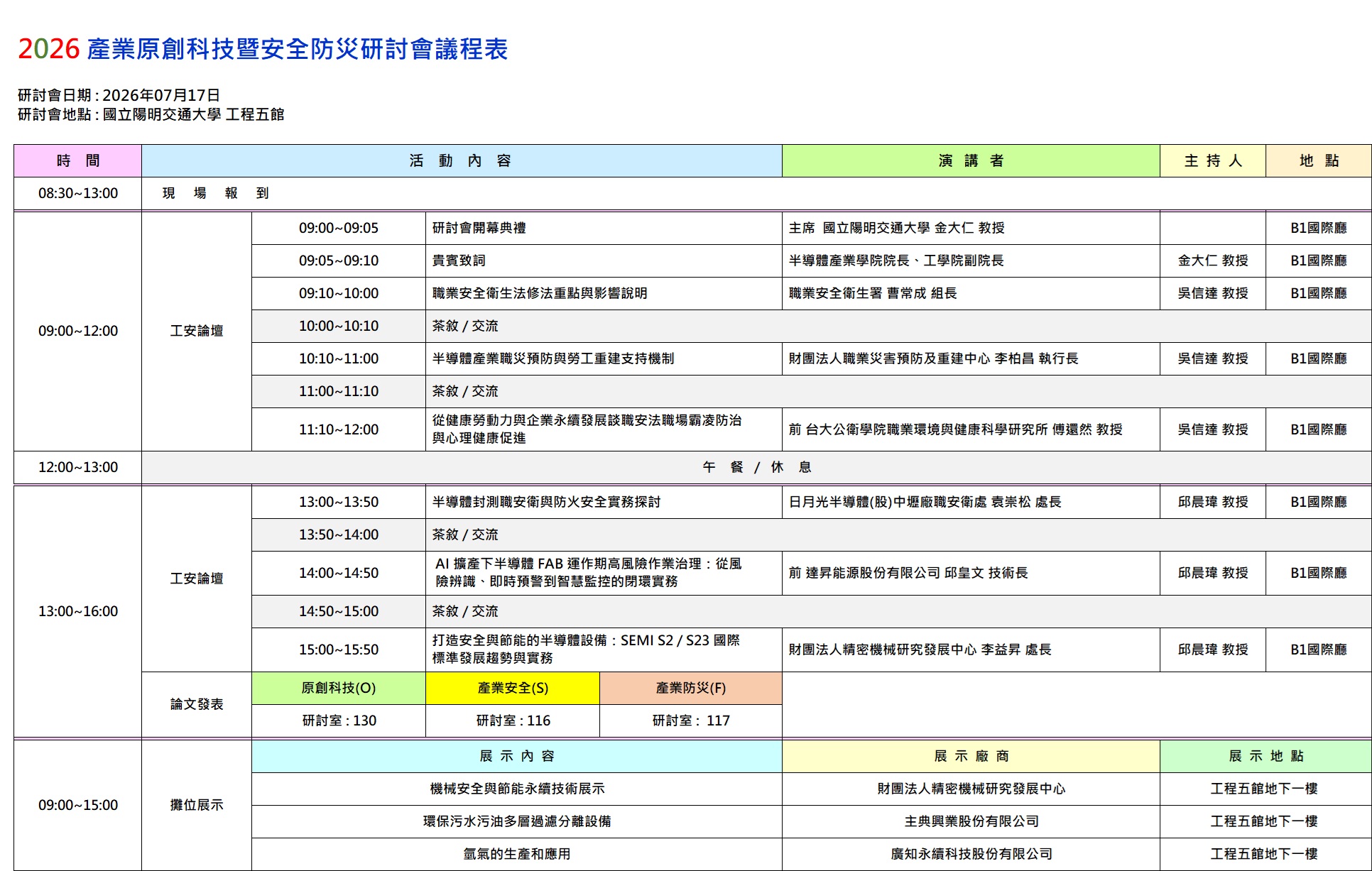 研討會議程